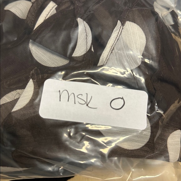 VINTAGE Y2K 90's MSK chocolate Brown polka dot  flutter sleeve poly midi dress - Picture 11 of 11